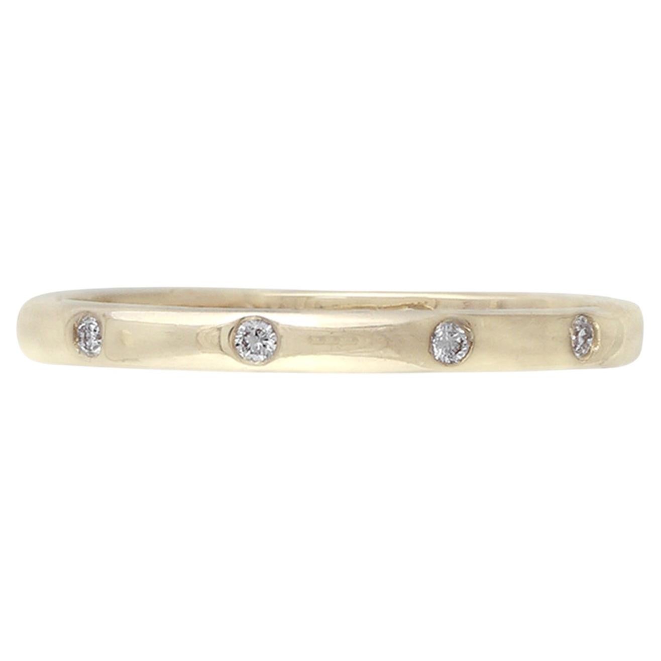 Genuine H/Si White Diamond Solid 14k Yellow Gold Jewelry Band Eternity Ring