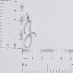 Solid 14k White Gold Jewelry Genuine H/Si White Diamond J Letter Initial Pendant