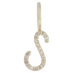 S Letter Charm Solid 14k Yellow Gold Natural Diamond Alphabet Pendant Jewelry