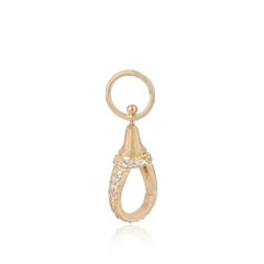 14K Yellow Gold 0.21 Ct Diamond Pavé Charm Push Gate Clasp Jewelry Accessories