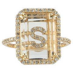 Personalized Initial Ring Solid 14k Yellow Gold Jewelry Natural Diamond Ring