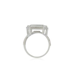 Natural White Diamond Solid 14k White Gold Crystal Gems Customized Letter Ring