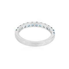 Solid 14k White Gold Band Natural Aquamarine Gemstone Half Eternity Ring Jewelry