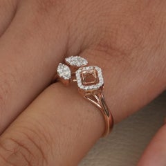 Solid 14k Rose Gold Jewelry Genuine H/Si White Diamond Designer Gift Ring