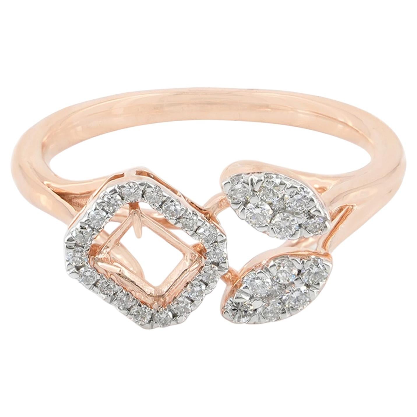 Bague de créateur en or rose massif 14 carats, sertie d'un diamant blanc authentique de qualité H/Si – Idéale comme cadeau en vente