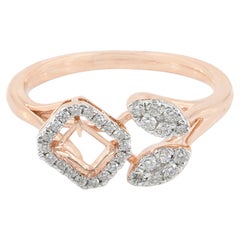 Bague de créateur en or rose massif 14 carats, sertie d'un diamant blanc authentique de qualité H/Si – Idéale comme cadeau