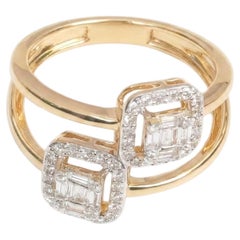 Genuine H/Si White Diamond Solid 14k Yellow Gold Jewelry Designer Ring