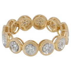 Solid 14k Yellow Gold Band Genuine H/Si White Diamond Eternity Ring Jewelry