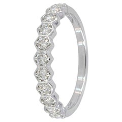 Genuine H/Si White Diamond Band Solid 14k White Gold Jewelry Eternity Stack Ring