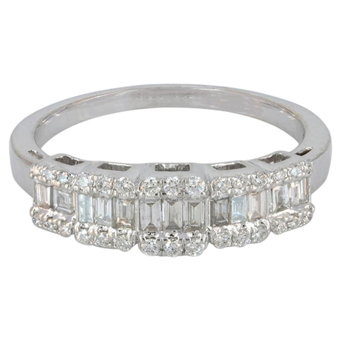 Solid 14k White Gold Jewelry Genuine H/Si White Diamond Band Eternity Gift Ring For Sale