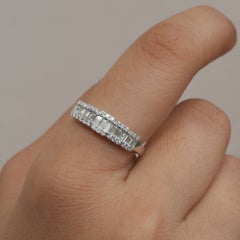 Solid 14k White Gold Jewelry Genuine H/Si White Diamond Band Eternity Gift Ring
