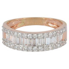 Echter H/Si-weißer Baguette-Diamant-Ring aus massivem 14-karätigem Roségold – Schmuck-Geschenk
