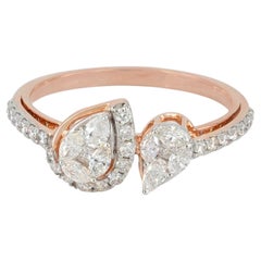 Stacking Band Solid 14k Rose Gold Jewelry Ring Genuine H/Si White Diamond Ring