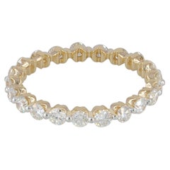 Genuine H/Si White Diamond Band Solid 14k Yellow Gold Jewelry Fully Etenity Ring