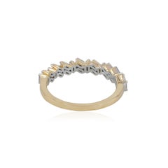 Staggered Baguette Diamond Solid 14k Yellow Gold Stack Band Eternity Gift Ring
