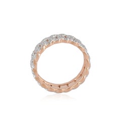 Solid 14k Rose Gold Eternity Genuine H/Si White Diamond Band Jewelry Gift Ring