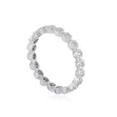 Genuine H/Si White Diamond Band Solid 14k White Gold Stack Etenity Ring Jewelry