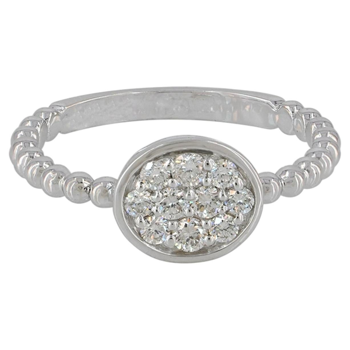 Solid 14k White Gold Jewelry Genuine H/Si White Diamond Ring Gift Jewelry For Sale