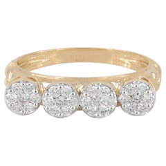 Genuine H/Si White Diamond Solid 14k Yellow Gold Jewelry Designer Ring