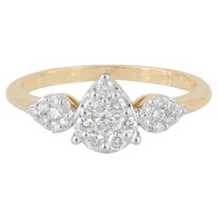 Solid 14k Yellow Gold Jewelry Genuine H/Si White Diamond Stackable Dainty Ring