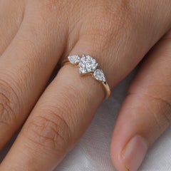 Solid 14k Yellow Gold Jewelry Genuine H/Si White Diamond Stackable Dainty Ring