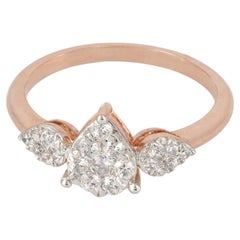 Genuine H/Si White Diamond Ring Solid 14k Rose Gold Jewelry Designer Gift Ring