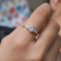 Genuine H/Si White Diamond Ring Solid 14k Rose Gold Jewelry Designer Gift Ring