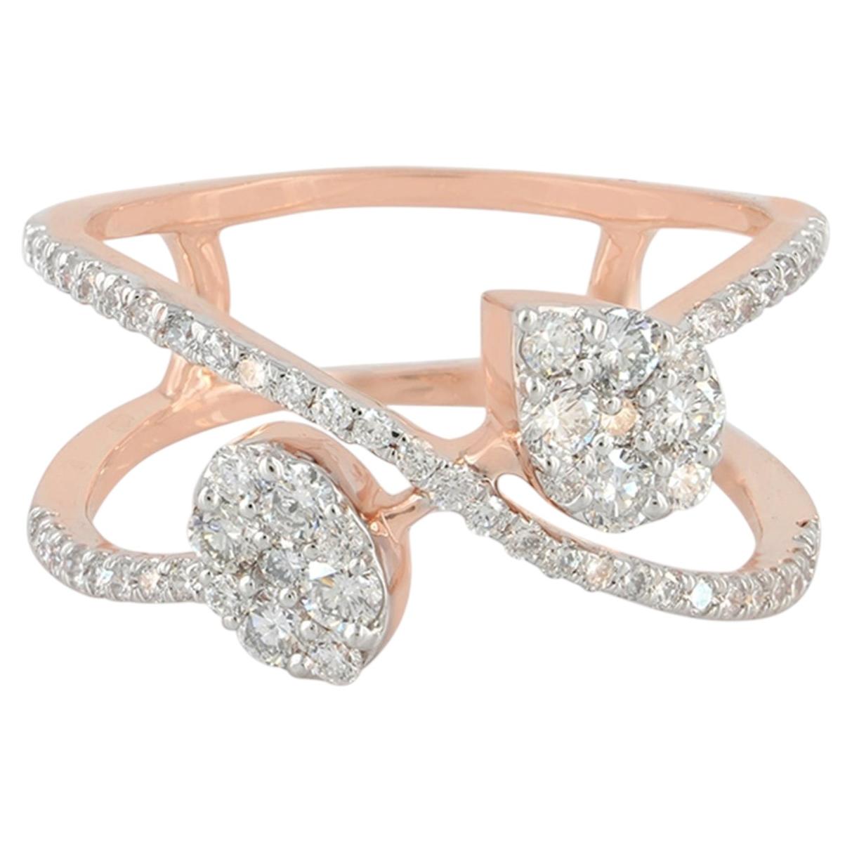 Eternity-Ring aus massivem 14-karätigem Roségold mit echten H/Si-Weißdiamanten – Schmuck zum Verschenken