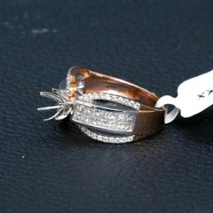 Solid 14k Yellow Gold Genuine H/Si White Diamond Designer Two Tone Ring Jewelry