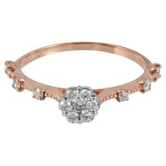 Two Tone Floral Jewelry Solid 14k Rose Gold Genuine H/Si White Diamond Ring