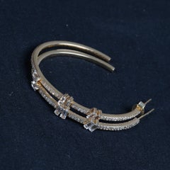 Genuine Baguette Diamond Solid 14k Yellow Gold Jewelry Openable Hoop Earrings