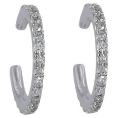 Boucle d'oreille « Huggie » en or blanc massif 14 carats, sertie d'un diamant blanc H/Si authentique, pour le cartilage