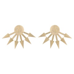 Orecchini in oro giallo massiccio 14k: orecchini a bottone con punta di freccia firmati da designer, per donna