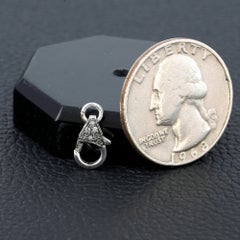 Solid 14k White Gold Lock Natural White Diamond Lobster Clasp Finding Jewelry