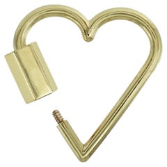 Solid 14k Yellow Gold Clasp Heart Lock Screw Charm Enhancer Finding Gift Jewelry