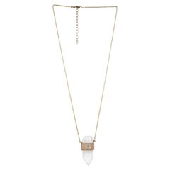 Solid 14k Yellow Gold Natural Diamond Rainbow Moonstone Bullet Necklace Jewelry