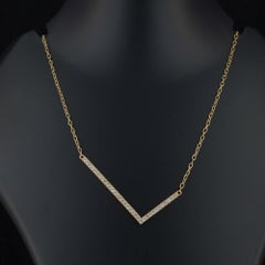 Genuine H/Si White Diamond Solid 14k Yellow Gold Jewelry Designer Charm Necklace