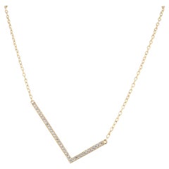 Genuine H/Si White Diamond Solid 14k Yellow Gold Jewelry Designer Charm Necklace