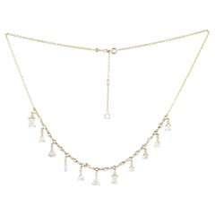 Solid 14k Yellow Gold Jewelry Natural White Diamond Rainbow Moonstone Necklace