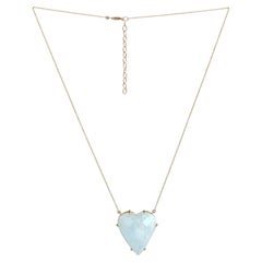 Natural Rainbow Moonstone Gemstone Charm Solid 14k Yellow Gold Necklace Jewelry
