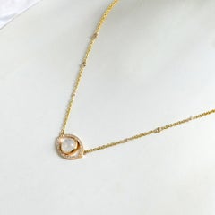 Evil Eye Charm Solid 14k Yellow Gold Natural Diamond Rainbow Moonstone Necklace