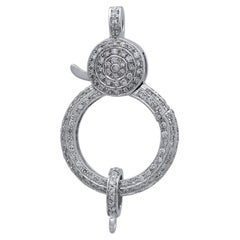 Solid 14k White Gold Clasp Natural H/Si White Diamond Lobster Lock Charm Finding