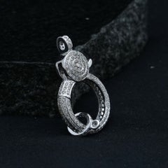 Solid 14k White Gold Clasp Natural H/Si White Diamond Lobster Lock Charm Finding