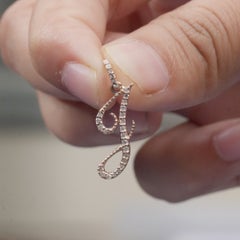 J Initial Charm Solid 14k Rose Gold Jewelry Natural White Diamond Letter Pendant