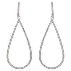 Orecchini pendenti a goccia in oro bianco massiccio 14k con diamante bianco naturale H/Si