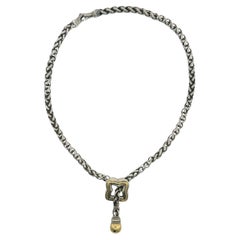 David Yurman Two-Tone Quatrefoil Lariat Chain Necklace Sterling Silver 18K YG
