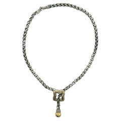 David Yurman Two-Tone Quatrefoil Lariat Chain Necklace Sterling Silver 18K YG