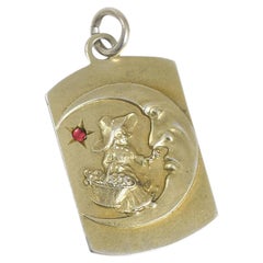 Art Nouveau "Man In The Moon" Silver Pendant, Circa 1900
