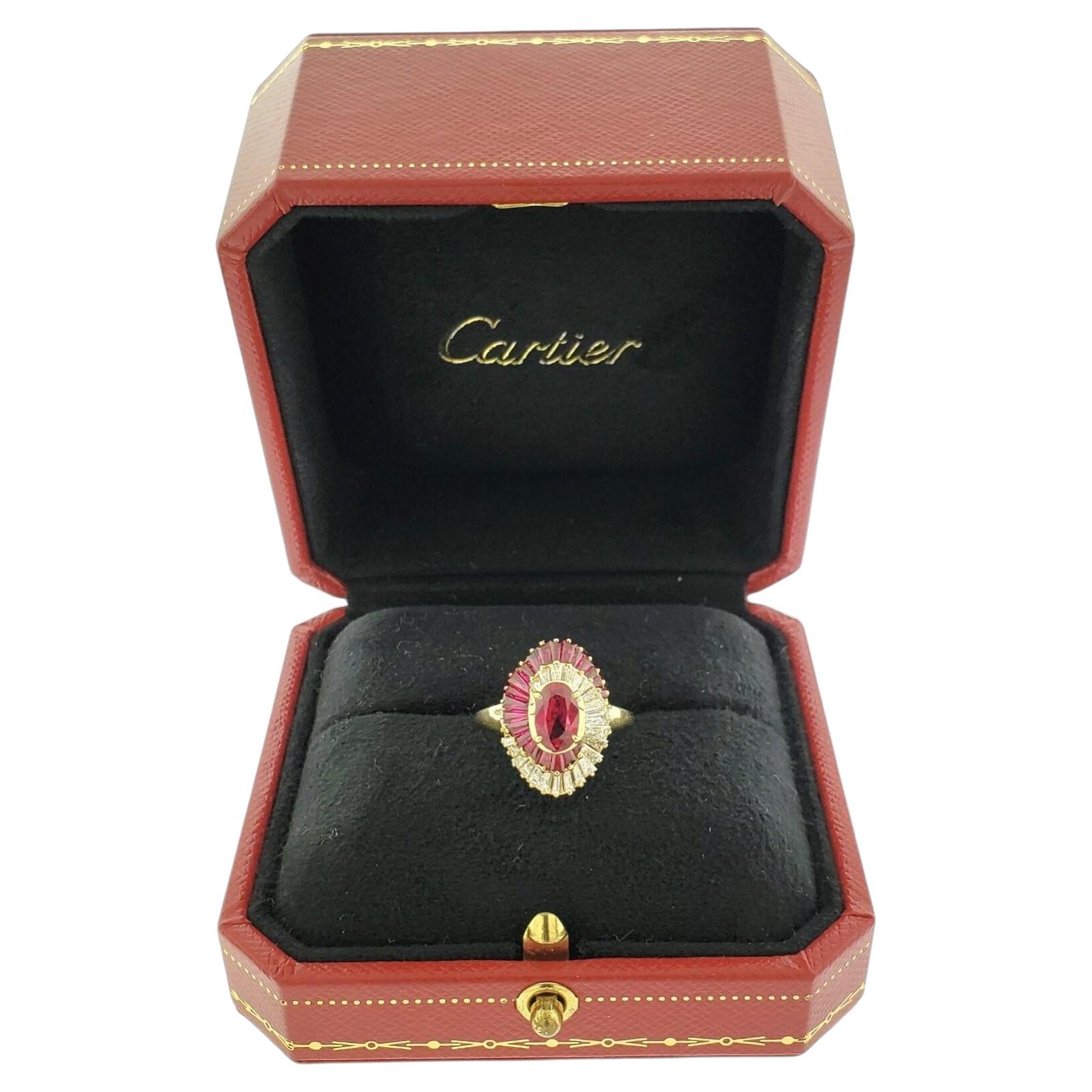 Cartier 18K Yellow Gold Ruby and Diamond Ring