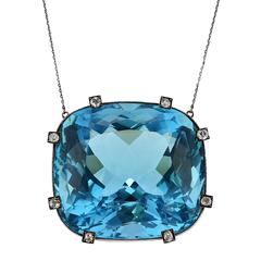 Rare Natural Aquamarine Diamond Silver Pendant 9